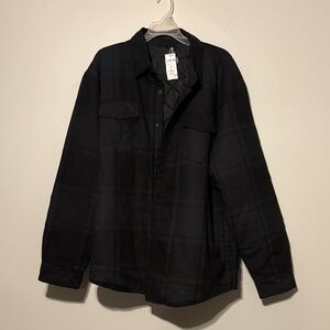 Burnside Black/navy/ gray Plaid Men's quilted Jacket pockets on top/ side sz 2x